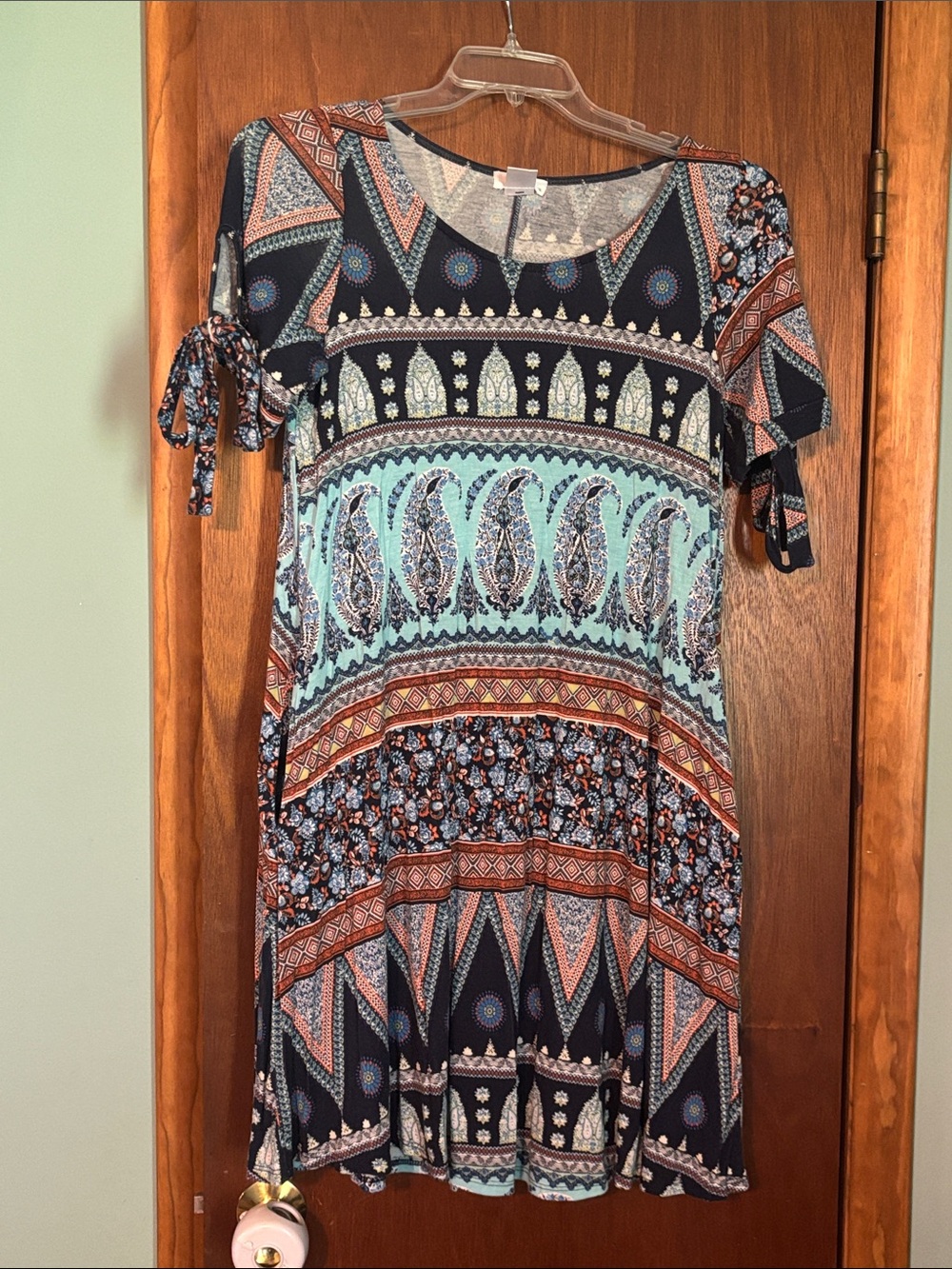 Amelia James Navy and Turquoise Paisley Midi Dress
